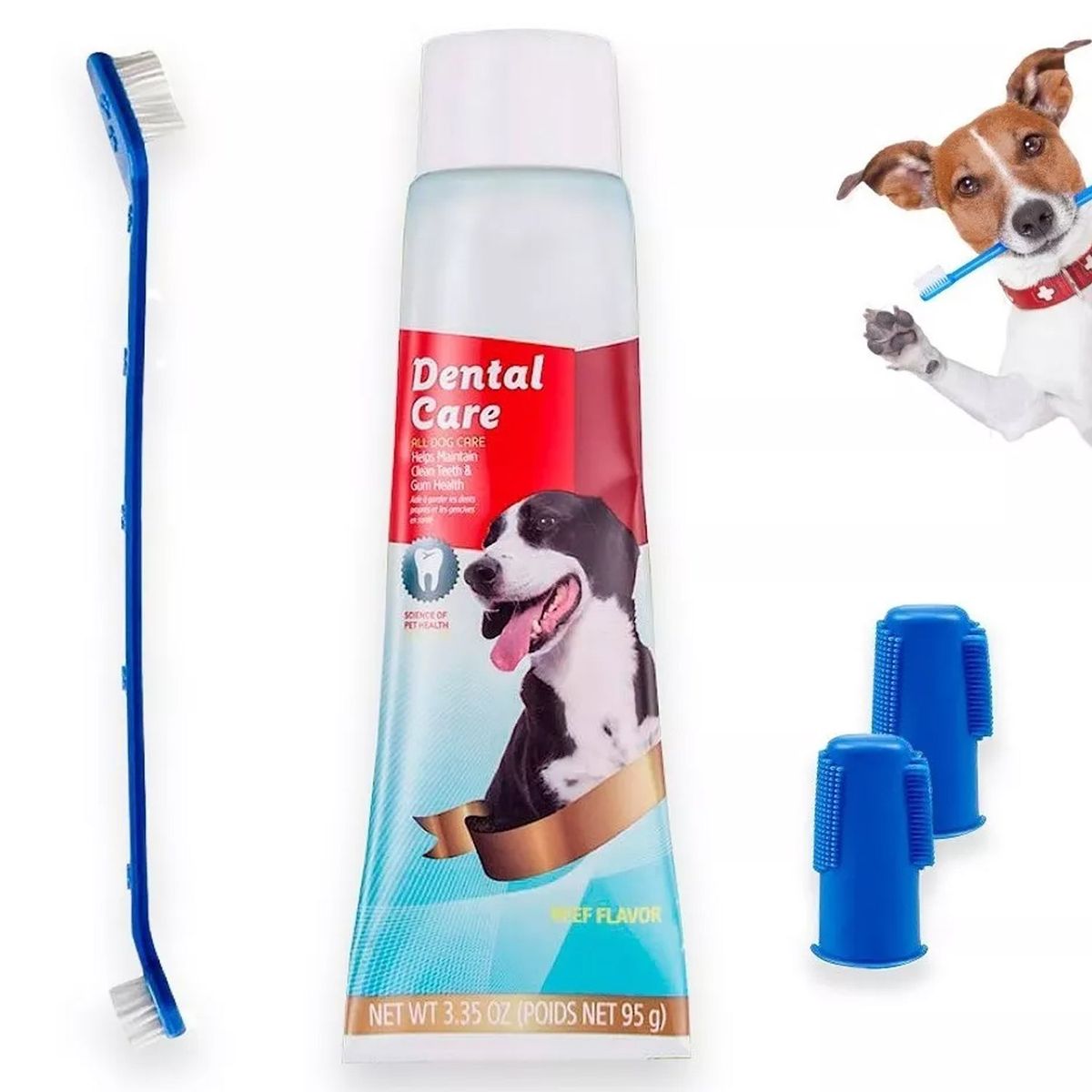 GENERICO - Kit Crema Dental Mascotas + Cepillos De Dientes Perro Gato