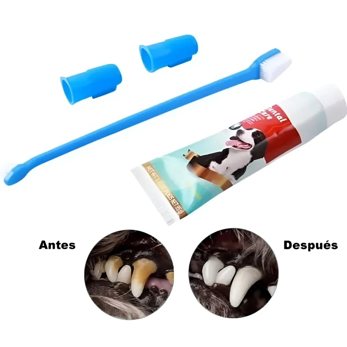 GENERICO - Kit Crema Dental Mascotas + Cepillos De Dientes Perro Gato