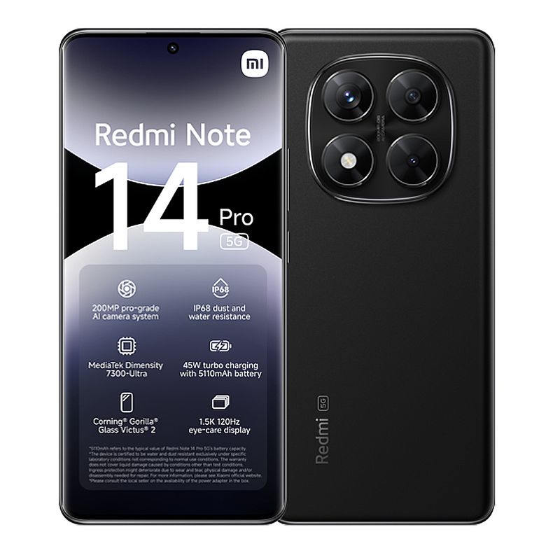 XIAOMI - Celular Xiaomi Redmi Note 14 PRO 5G 512GB 12GB RAM Negro