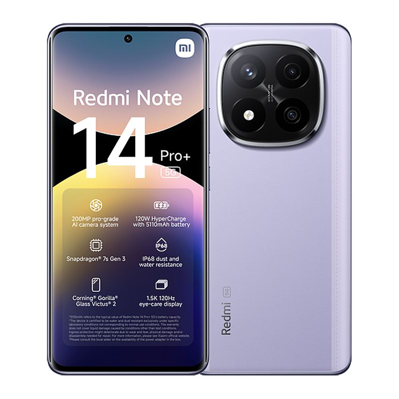 XIAOMI - Celular Xiaomi Redmi Note 14 PRO PLUS 5G 512GB 12GB RAM Púrpura