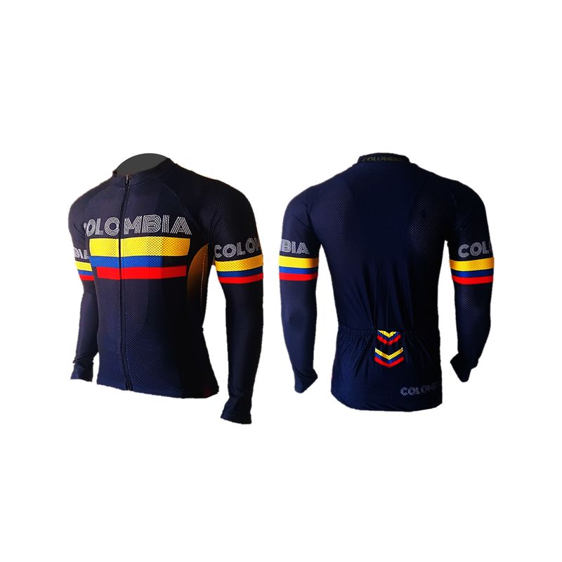 GENERICO - Jersey Maillot Lycra Ciclismo Colombia Azul Oscuro Ruta MTB.