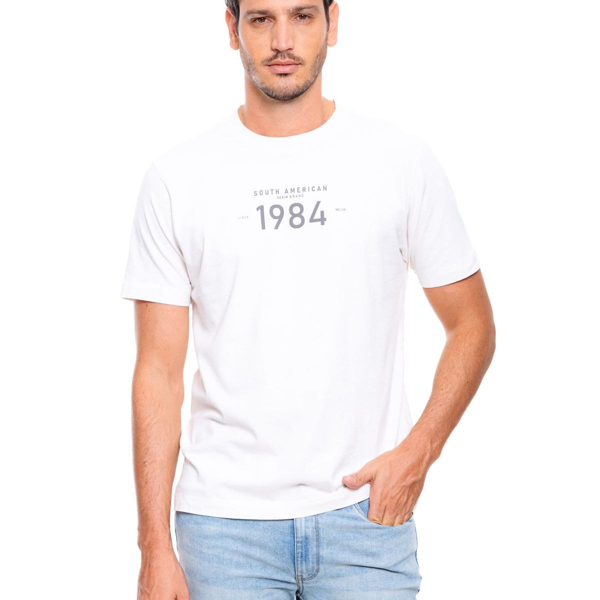 COLOR BLUE - Camiseta Manga Corta Con Estampado En Frente