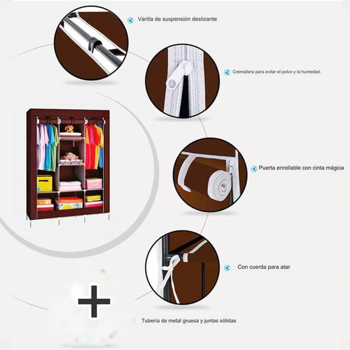 SKY - Closet Armario Desarmable Portatil Con Forro Tres Compartimientos