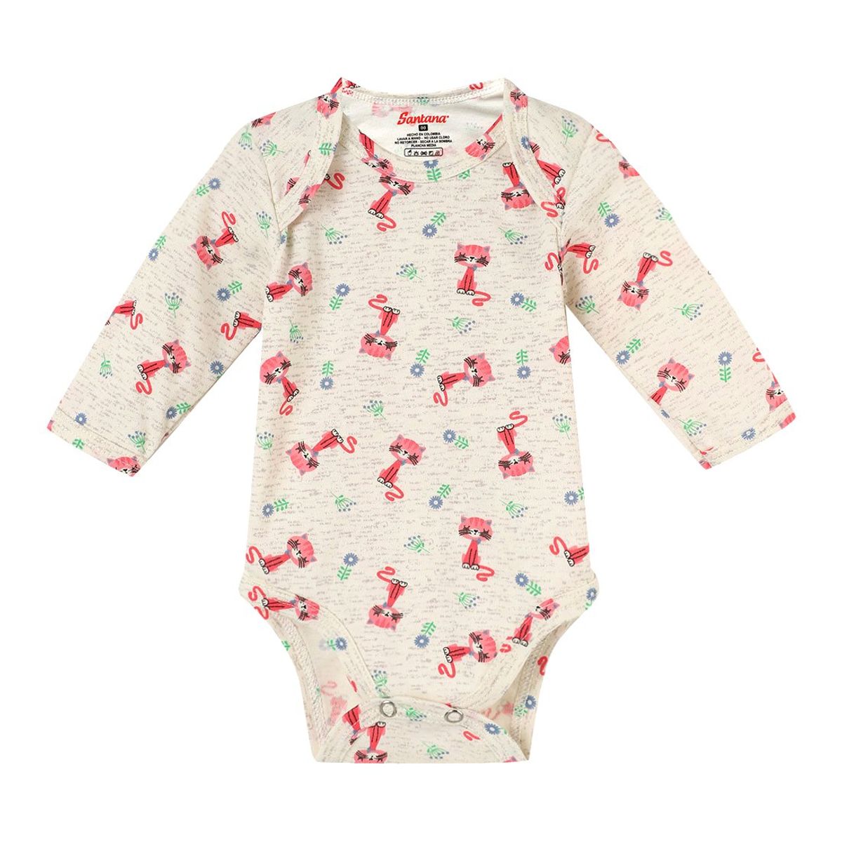 SANTANA - Body Bebé Manga Larga Niña Coral