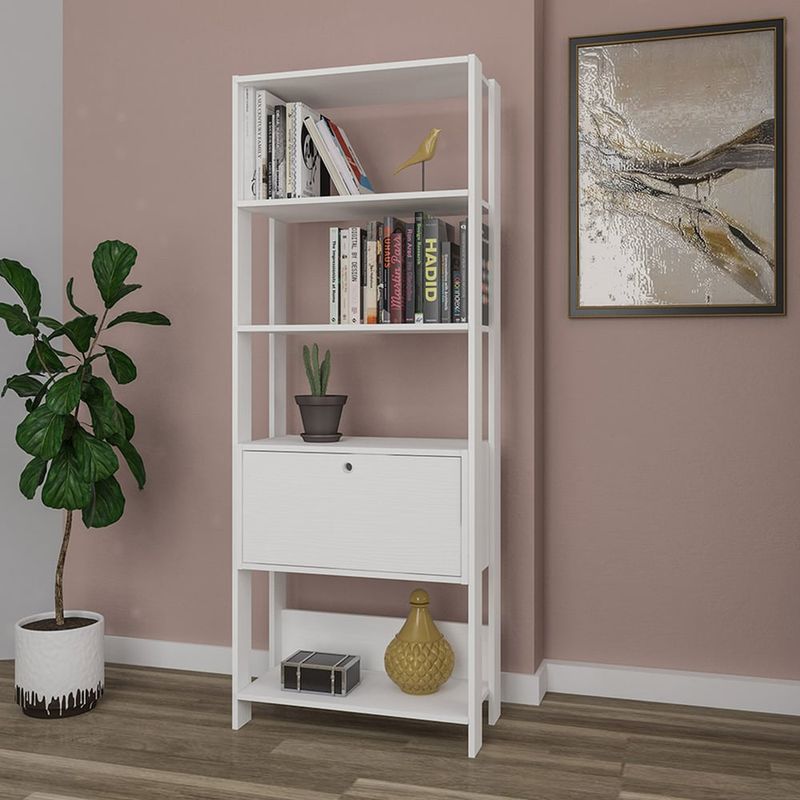 BERTOLINI - Estanteria biblioteca Match con puerta en MDP 166x63cm