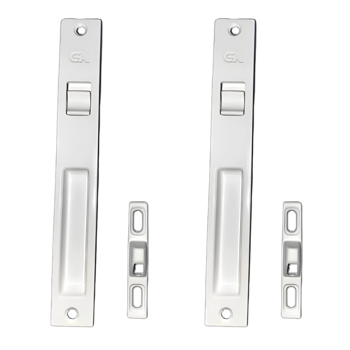 GENERICO - Cerradura Chapa Sencilla Para Ventana Corrediza Blanco x2 Unidades