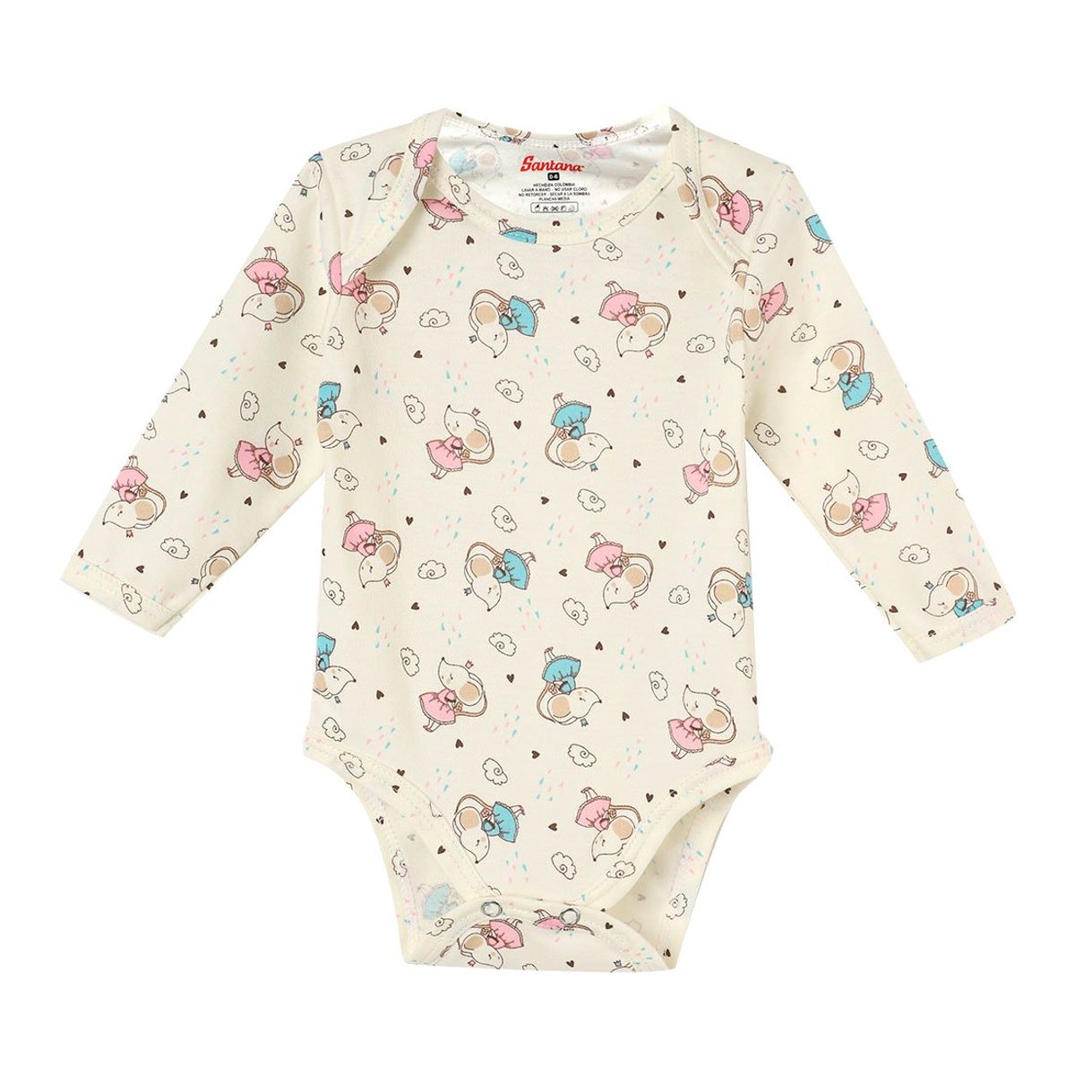 SANTANA - Body Bebé Manga Larga Niña Crema