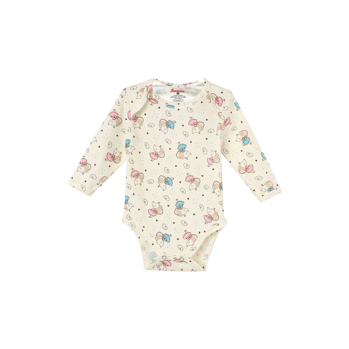 SANTANA - Body Bebé Manga Larga Niña Crema