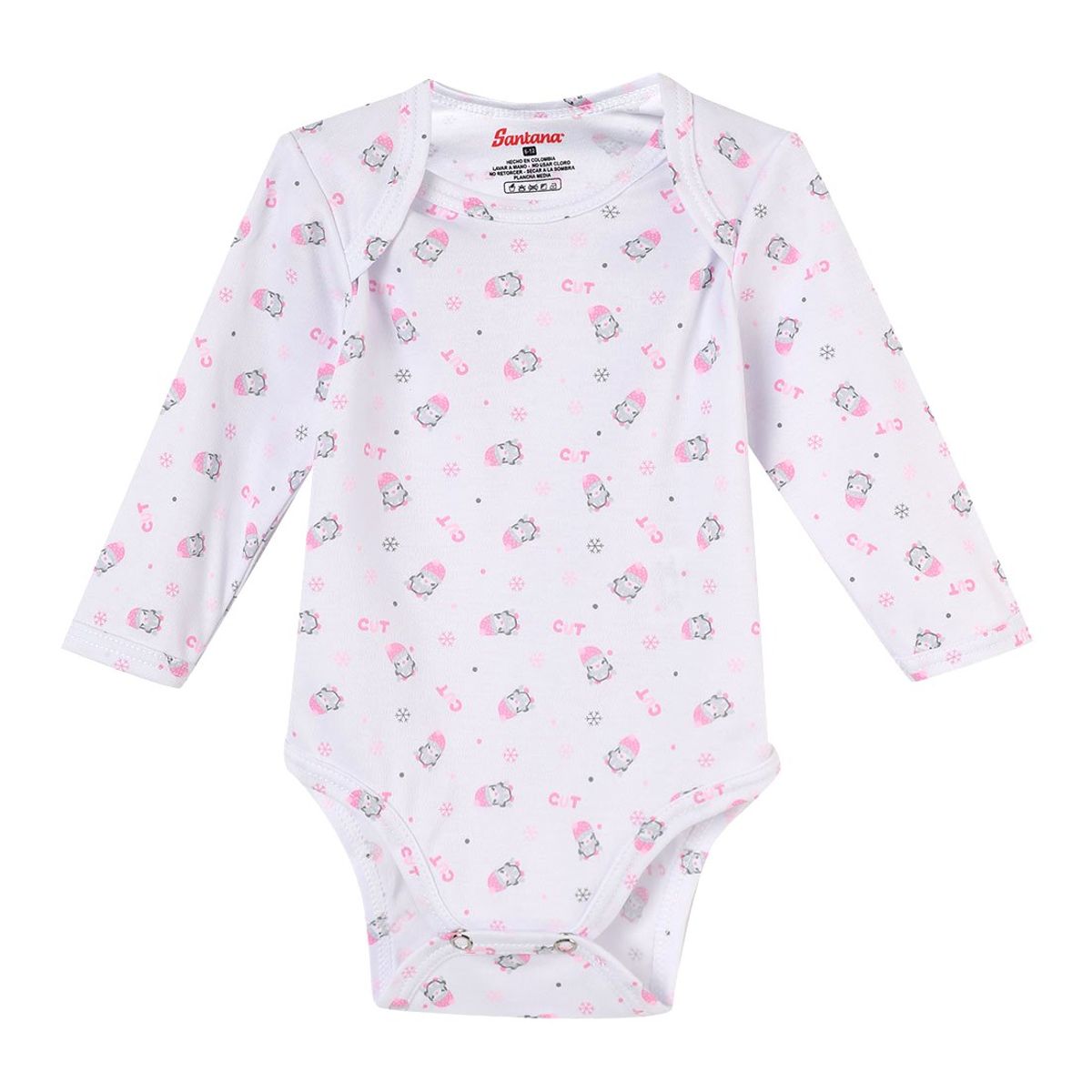 SANTANA - Body Bebé Manga Larga Niña Palo Rosa