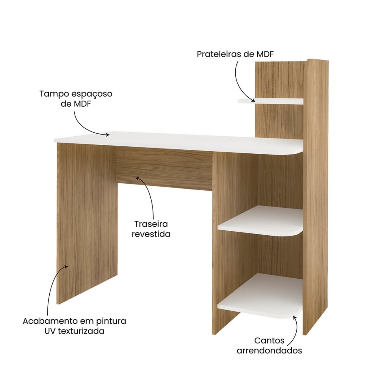BERTOLINI - Escritorio Link en MDP 110x111cm 3 estantes