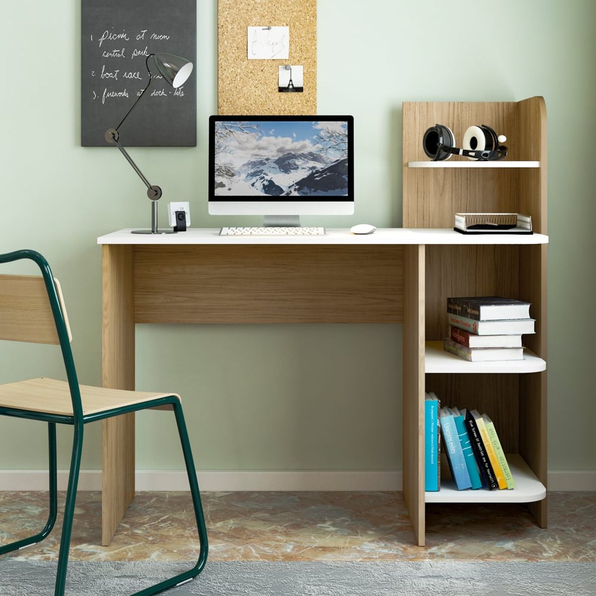 BERTOLINI - Escritorio Link en MDP 110x111cm 3 estantes