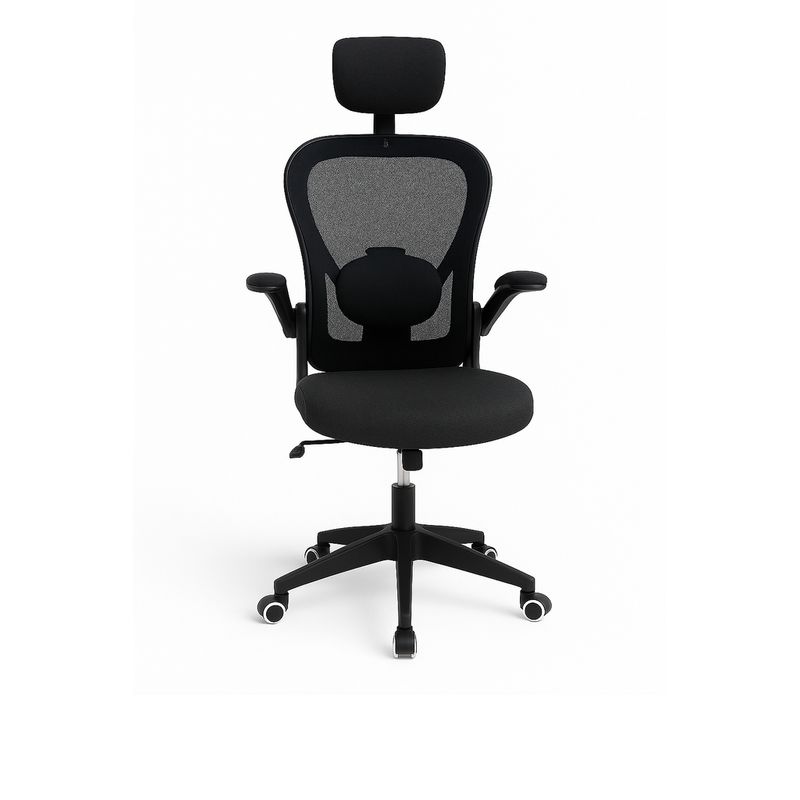 ZER - SILLA GERENCIAL BASCULANTE CON BRAZOS ABATIBLES EN PAÑO - NEGRA