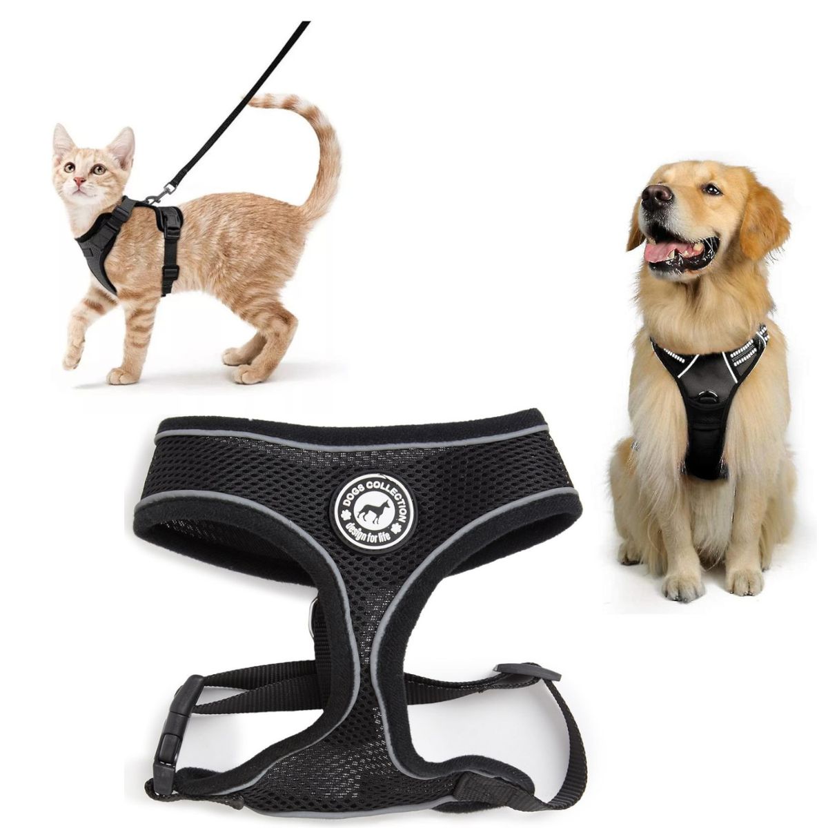 GENERICO - Chaleco Tipo Arnés mascotas Raza Pequeña Reflectivo talla M