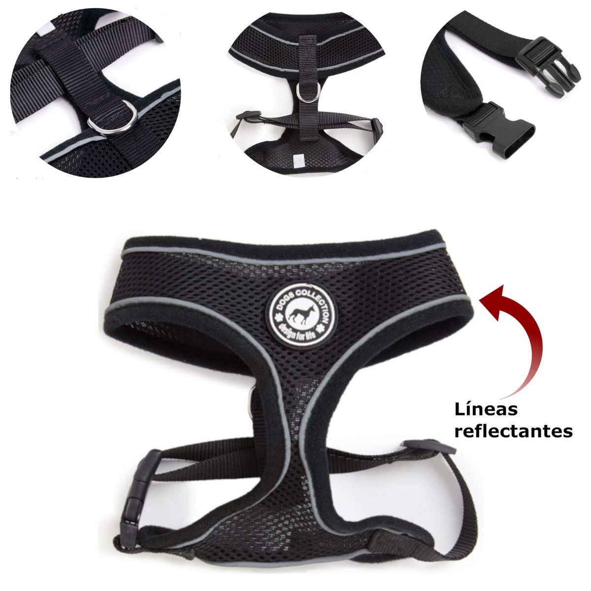 GENERICO - Chaleco Tipo Arnés mascotas Raza Pequeña Reflectivo talla M