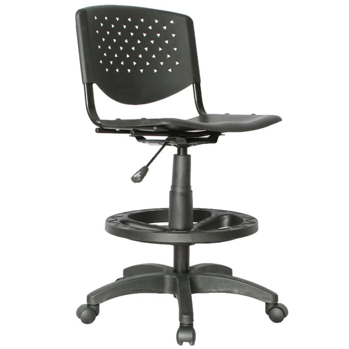 GENERICO - SILLA RISMA DE OFICINA TIPO CAJERO EN PLÁSTICO NEGRO ALTURA REGULABLE