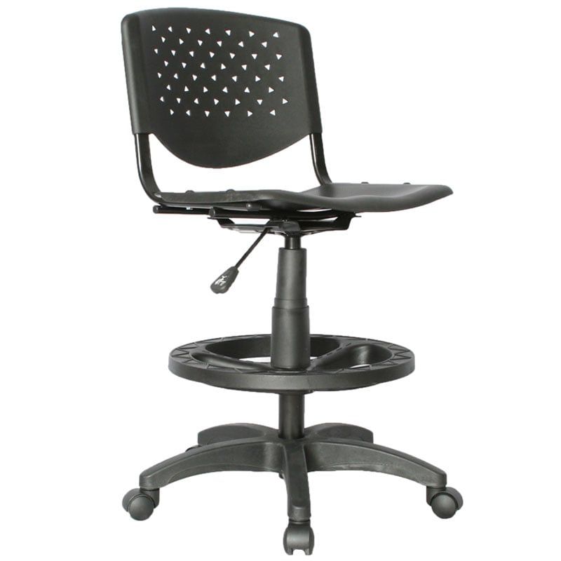GENERICO - SILLA RISMA DE OFICINA TIPO CAJERO EN PLÁSTICO NEGRO ALTURA REGULABLE