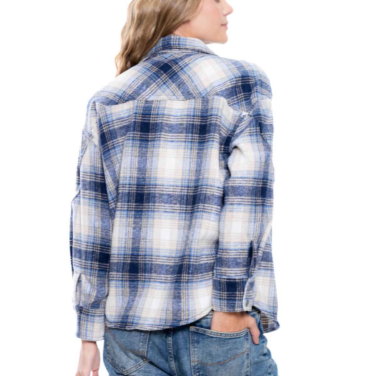 COLOR BLUE - Camisa Manga Larga A Cuadros Old Wash