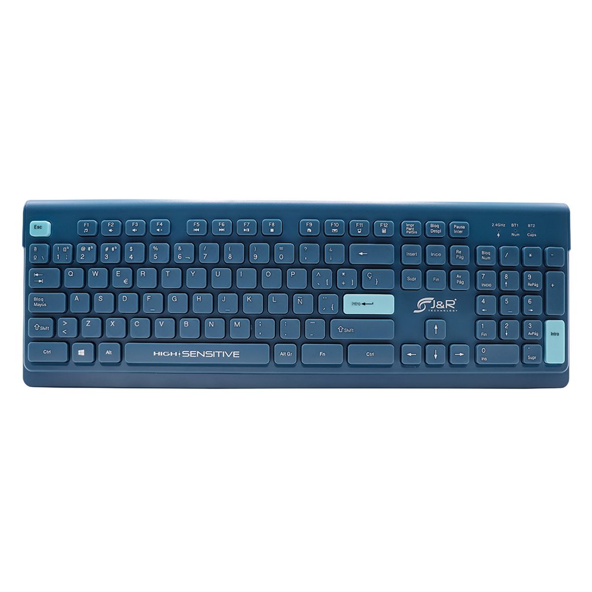 JYR TECHNOLOGY - TECLADO BLUETOOTH INALAMBRICO 24GHZ USB ERGONOMICO RECARGABLE