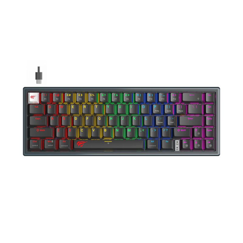 XTECH - TECLADO MECANICO GAMER NEGRO COMPACTO TIPO C RGB 20 MODOS