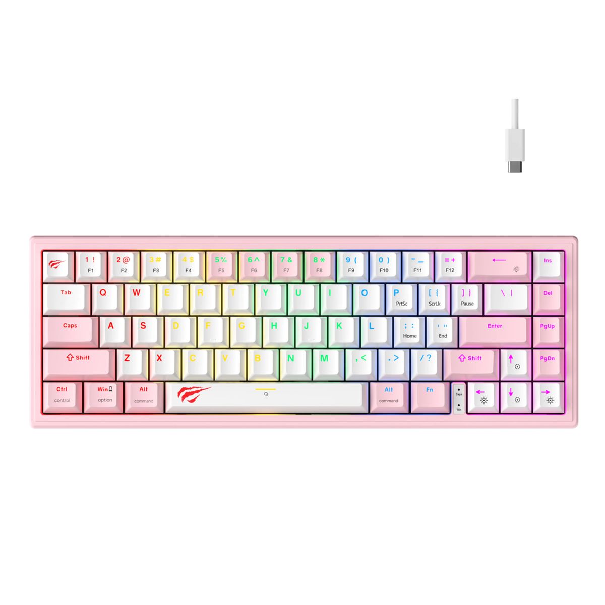XTECH - TECLADO MECANICO COMPACTO HAVIT ROSA RGB 75% TIPO C WIN Y MAC
