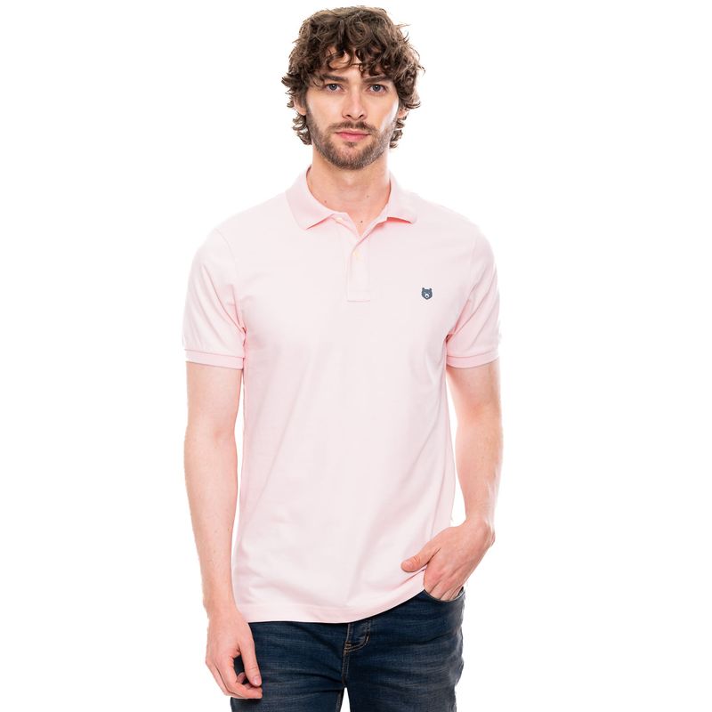 COLOR BLUE - Polo Unicolor Logo Estampado