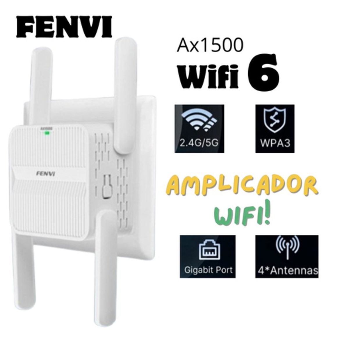 GENERICO - Amplificador Repetidor de Señal AX1500 WiFi 6 Dual 2.4G/5Ghz Largo Alcance