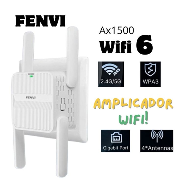 GENERICO - Amplificador Repetidor de Señal AX1500 WiFi 6 Dual 2.4G/5Ghz Largo Alcance