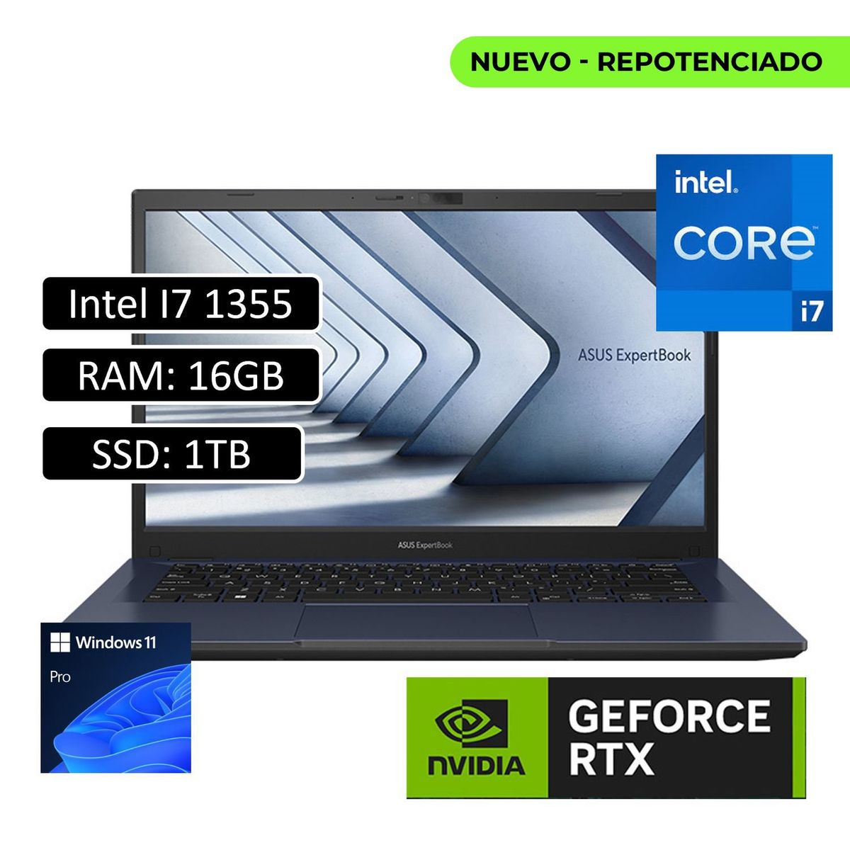 ASUS - Portatil Asus ExpertBook Intel Core i7 1355U 16GB 1TB SSD RTX 2050GB 4GB WIN11PRO