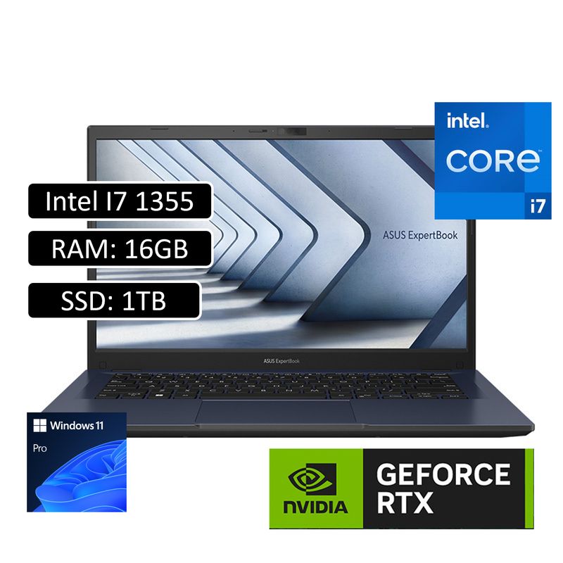ASUS - Portatil Asus ExpertBook Intel Core i7 1355U 16GB 1TB SSD RTX 2050GB 4GB WIN11PRO