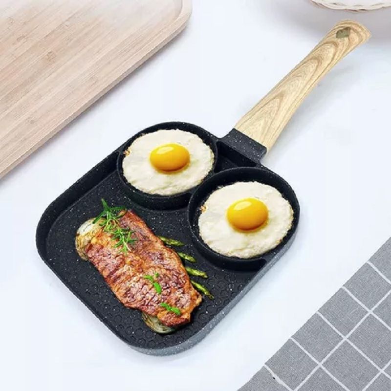 GENERAL - Sarten Antiadherente Desayuno Para Huevos Parrilla Dividida