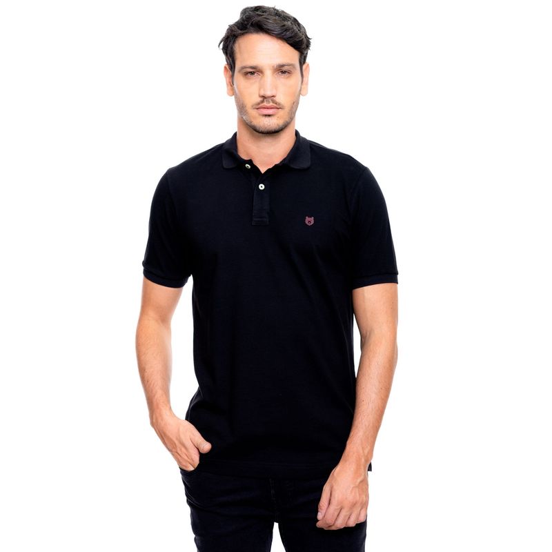 COLOR BLUE - Polo Unicolor Logo Estampado Eco Recycle