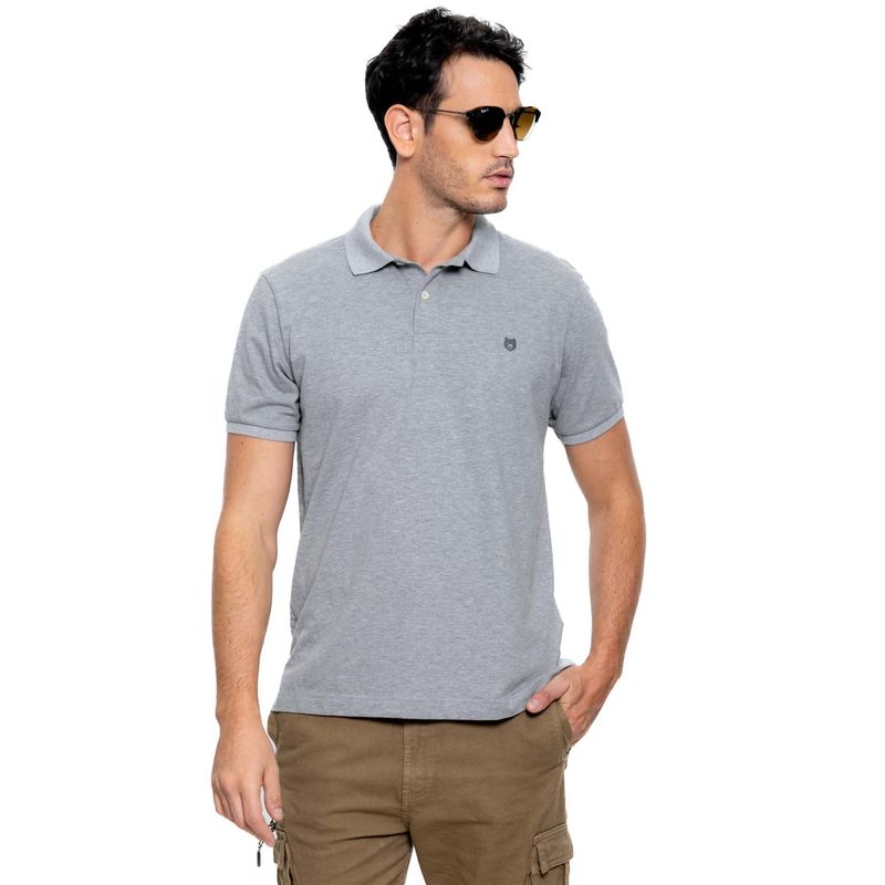 COLOR BLUE - Polo Unicolor Logo Estampado Eco Recycle