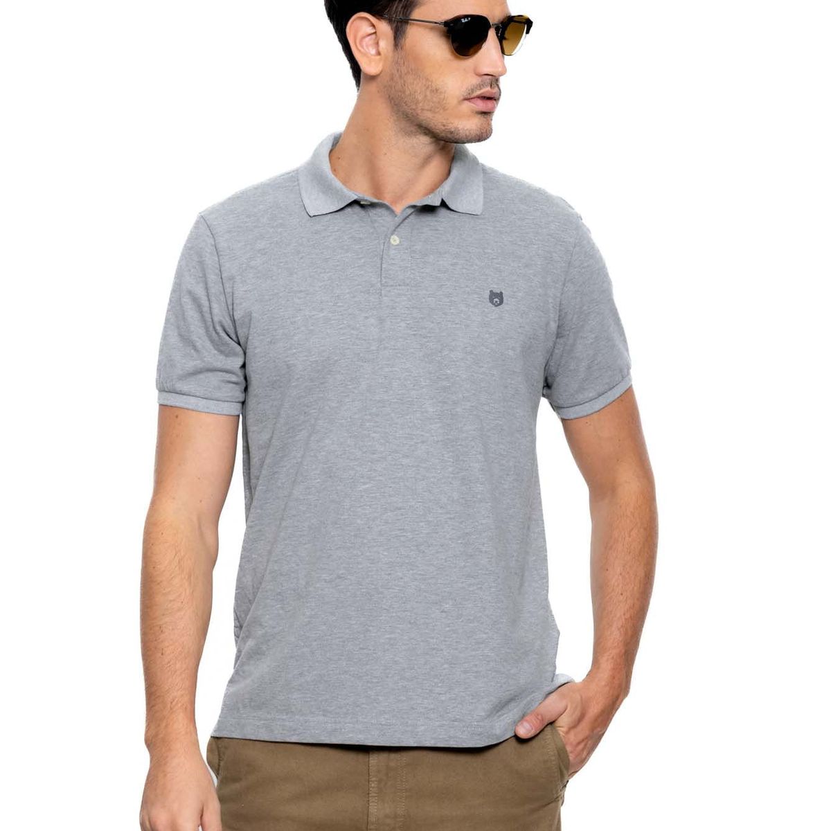 COLOR BLUE - Polo Unicolor Logo Estampado Eco Recycle