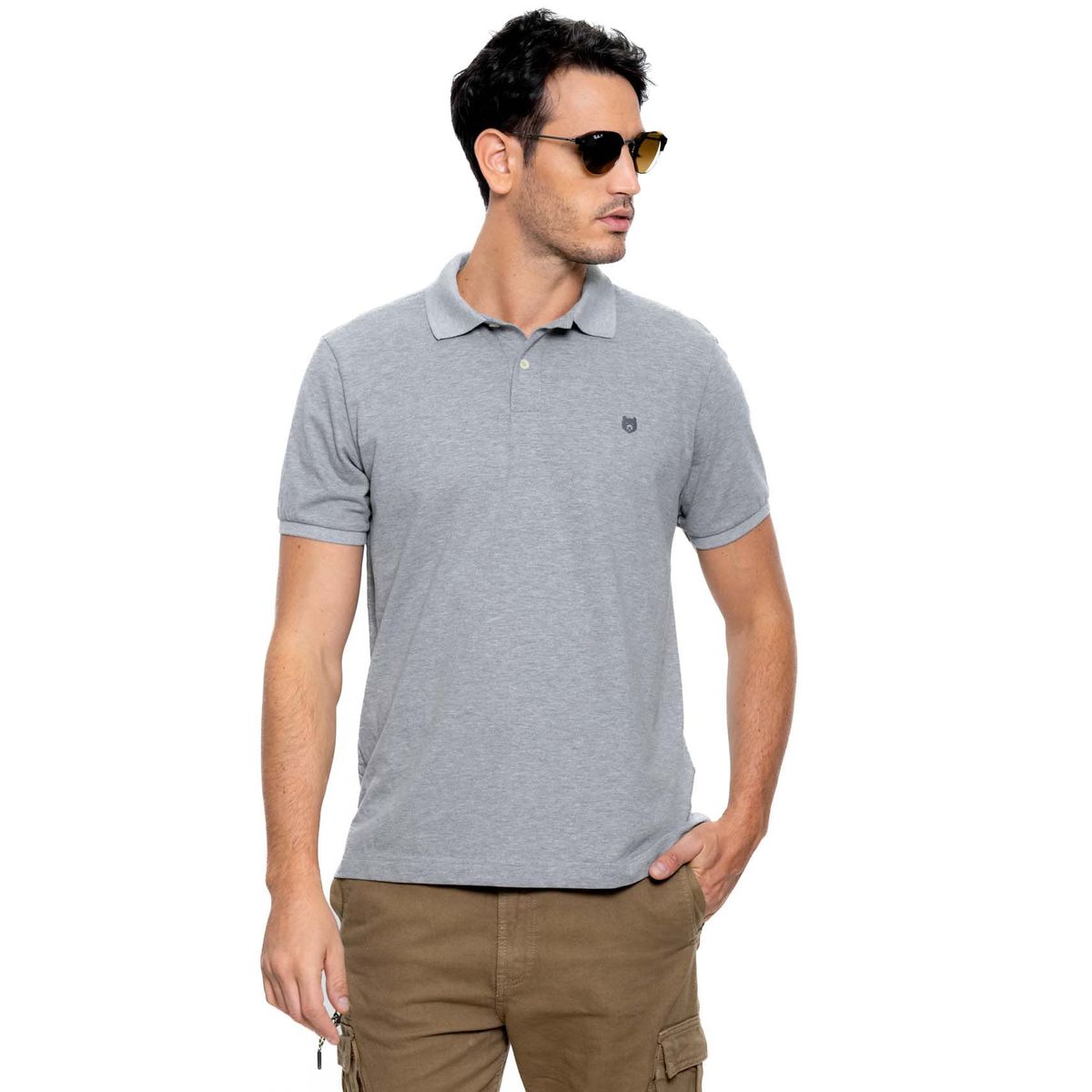 COLOR BLUE - Polo Unicolor Logo Estampado Eco Recycle