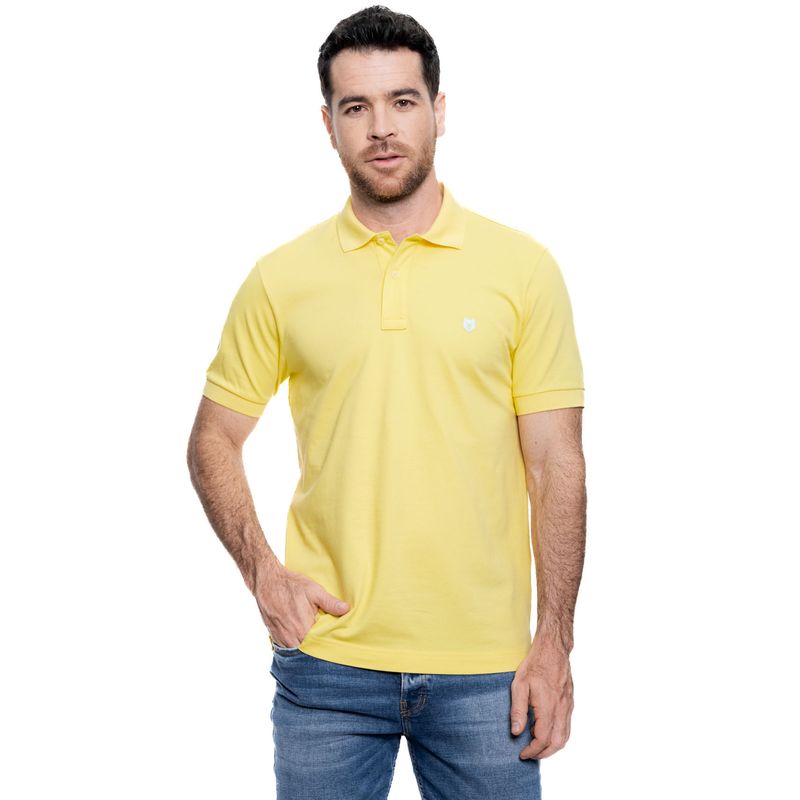 COLOR BLUE - Polo Unicolor Logo Estampado