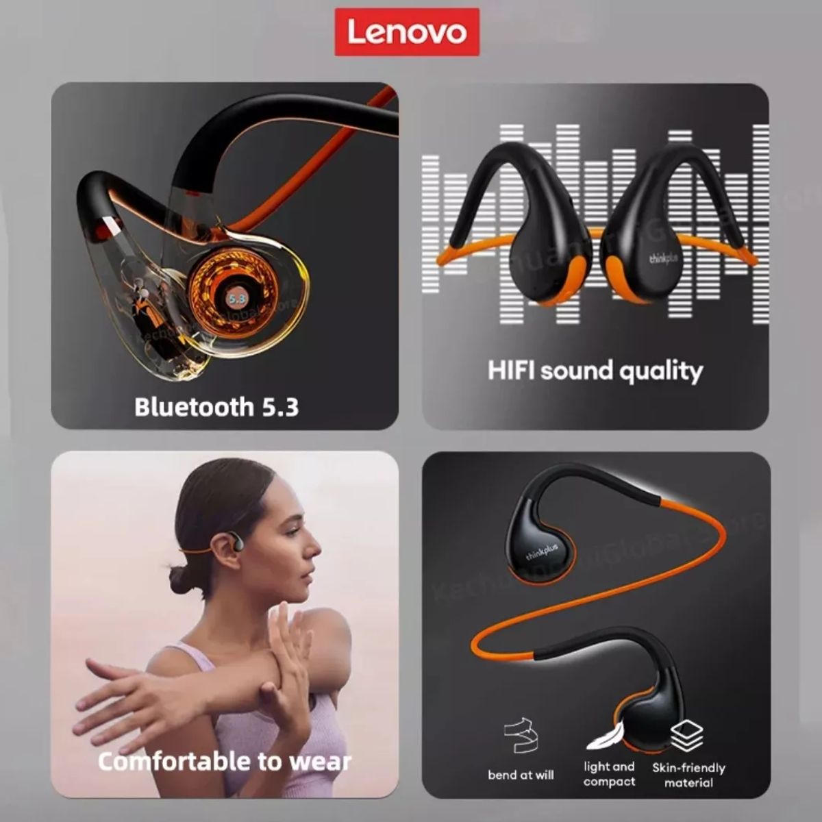 LENOVO - Audifonos De Conducción Ósea Lenovo X7 originales negros