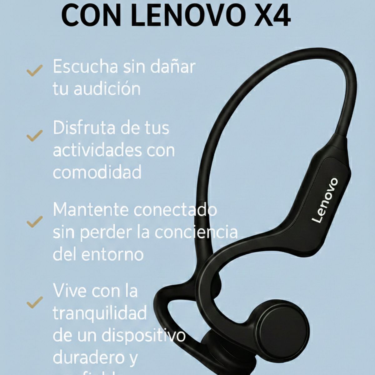 LENOVO - audifonos de conduccion osea Lenovo X4 bluetooth 5.1
