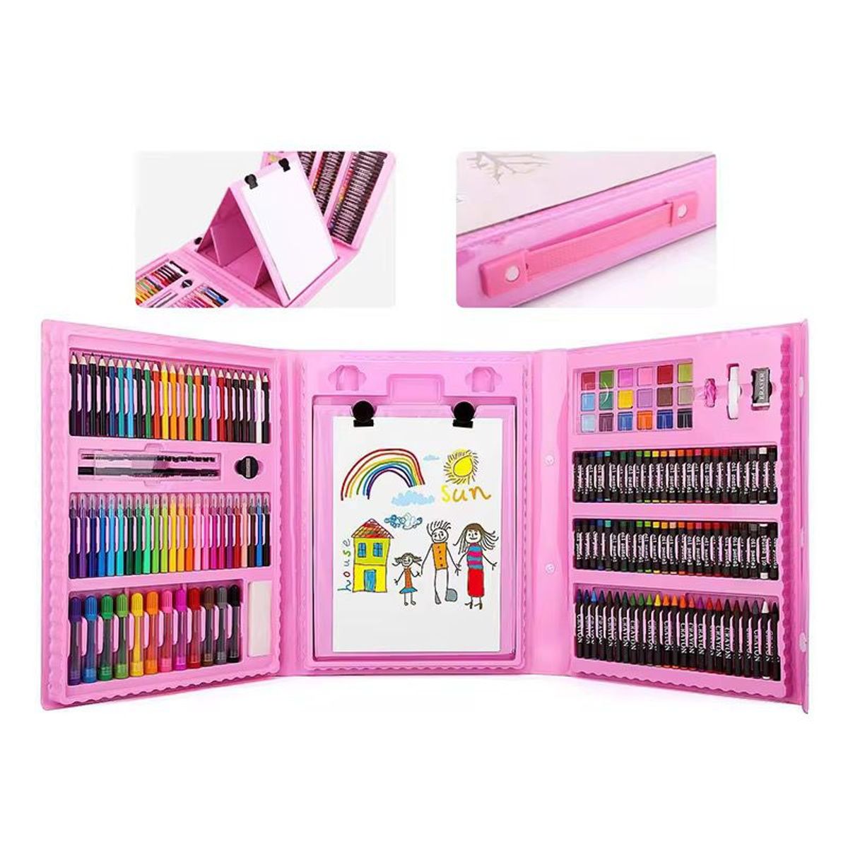 GENERICO - Set Kit Arte Niños Maleta 208 Piezas Crayon Acuarela Plumon