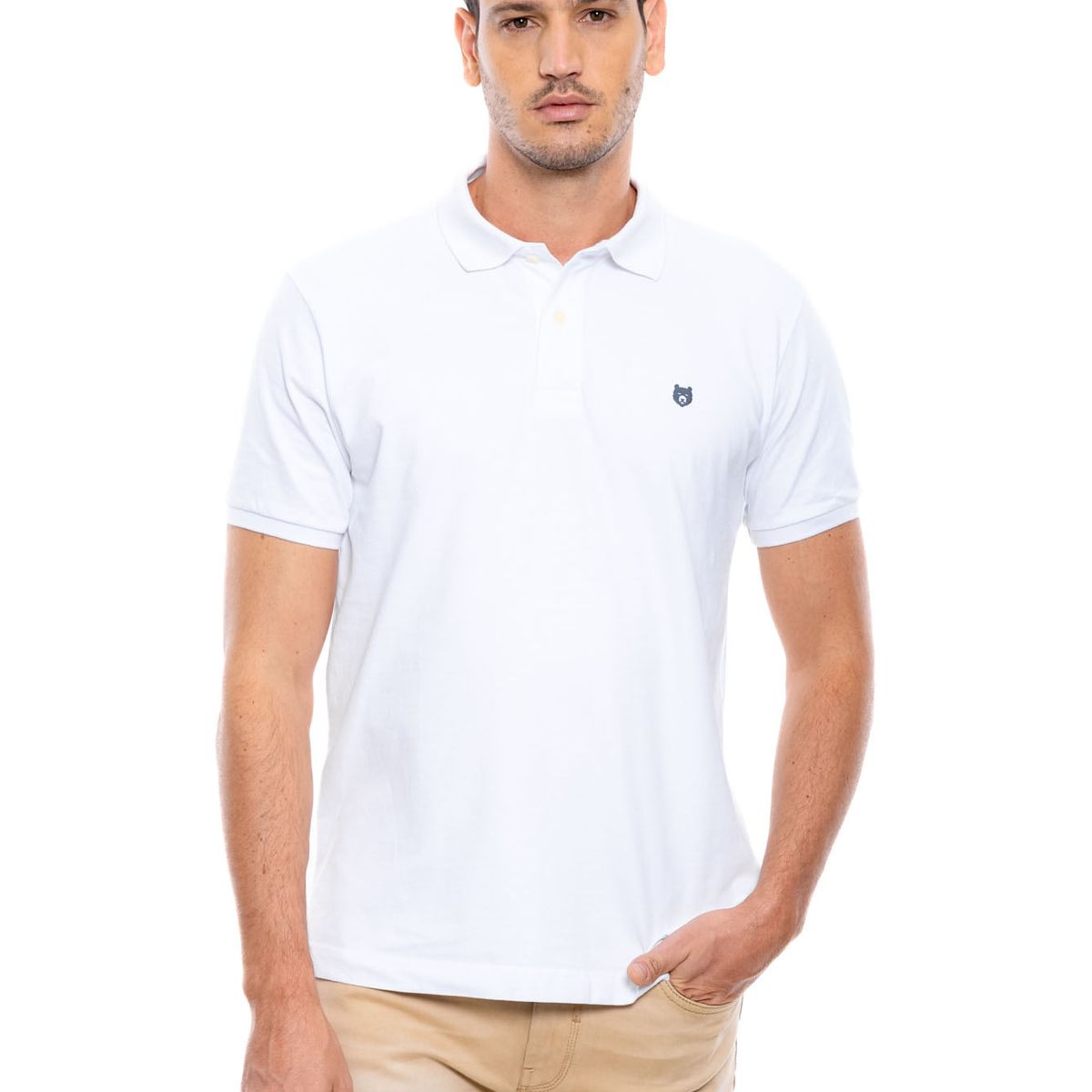 COLOR BLUE - Polo Unicolor Logo Estampado Eco Recycle