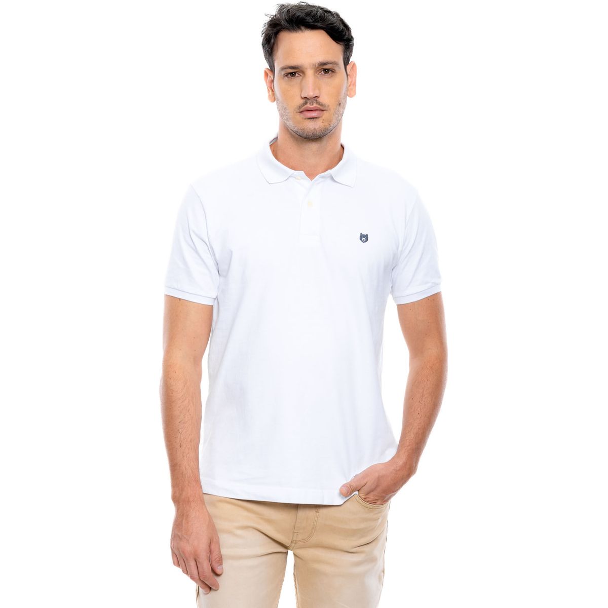 COLOR BLUE - Polo Unicolor Logo Estampado Eco Recycle