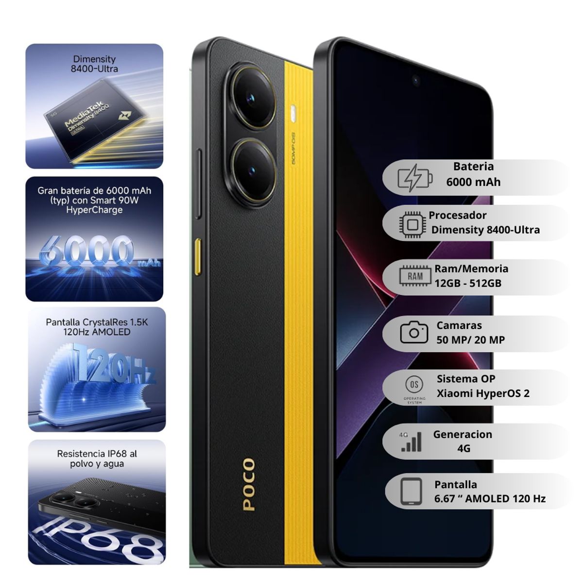 XIAOMI - Celular POCO X7 Pro 12GB Ram 512GB - Negro