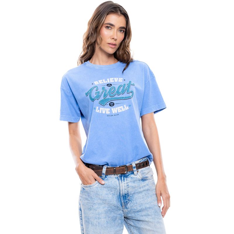 COLOR BLUE - Camiseta Manga Corta Teñido Old Wash
