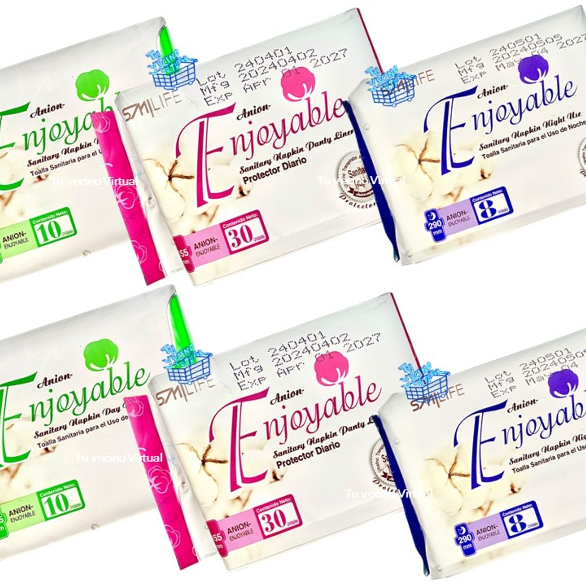 VARIOS - 3 Pack Toallas Sanitaria Turmalina, Nocturnas y Protectores Diarios Hgw