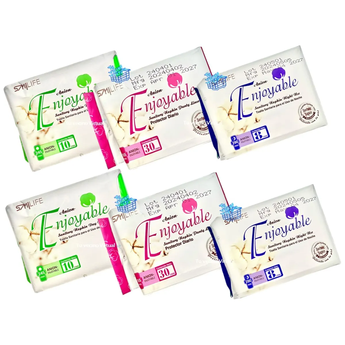 VARIOS - 3 Pack Toallas Sanitaria Turmalina, Nocturnas y Protectores Diarios Hgw