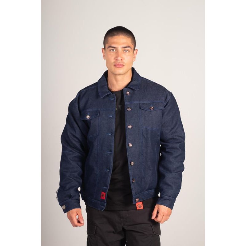 HAKISTORM - Chaqueta de jean ovejera azul oscuro