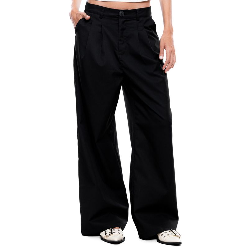 COLOR BLUE - Pantalón High Waist Con Pinzas Delanteras