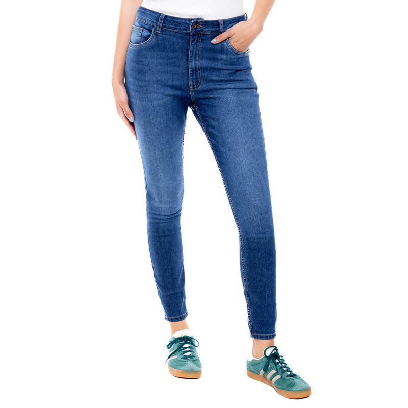 COLOR BLUE - High Waist Skinny Fit Jeans Tono Oscuro