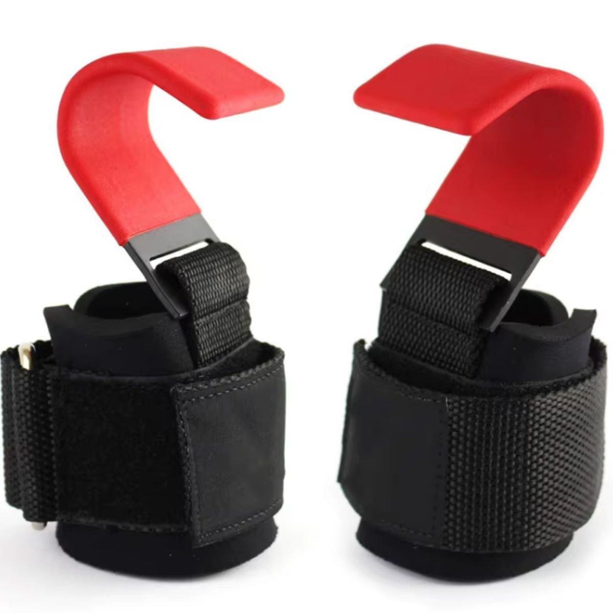 GENERICO - Straps De Gancho Guante Levantamiento De Pesas Gym rojo