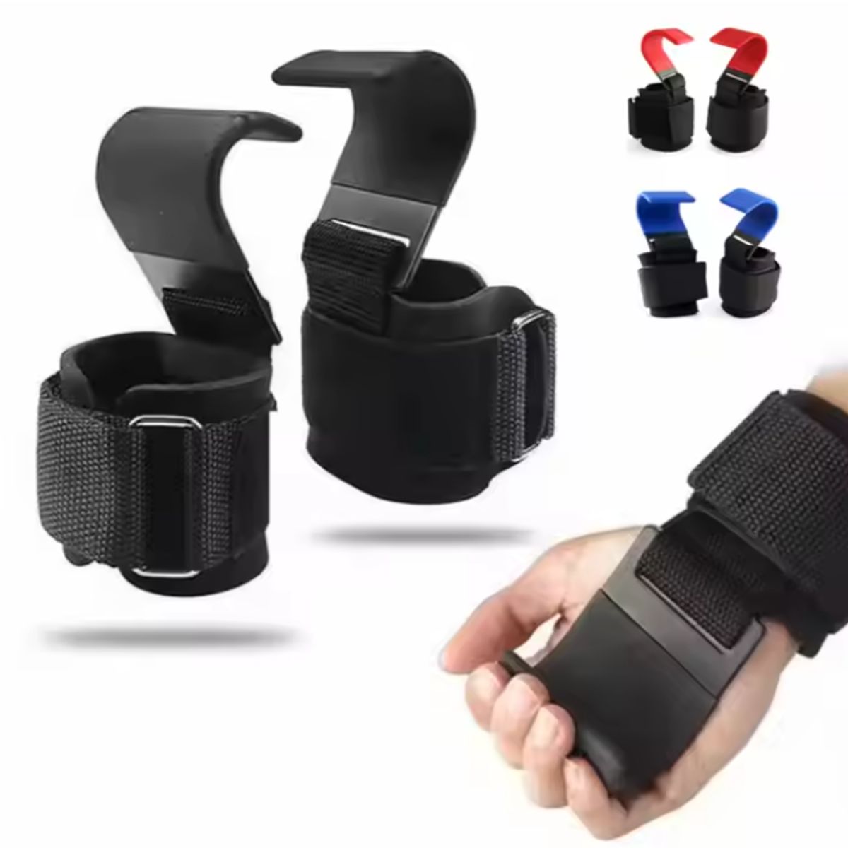 GENERICO - Straps De Gancho Guante Levantamiento De Pesas Gym rojo