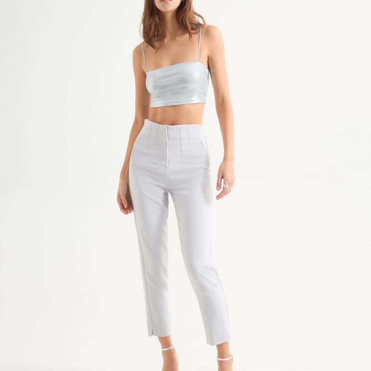 SEVEN SEVEN - Pantalón Casual Con Prenses  Para Mujer Gris Seven Seven